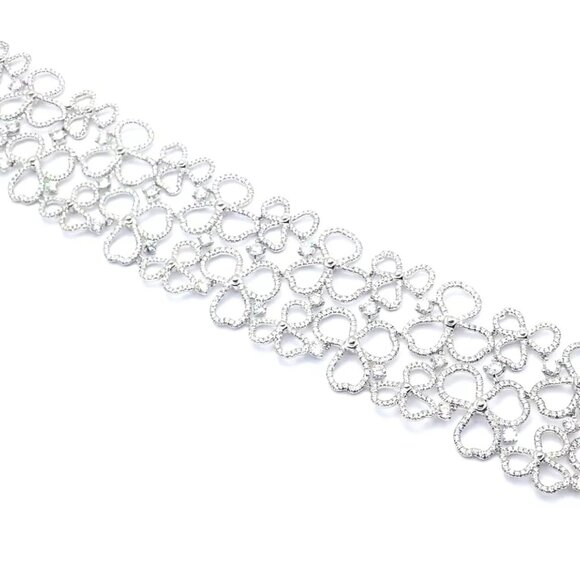 Authentic! Tiffany & Co Paper Flowers Platinum Diamond Wide Bracelet - Picture 8 of 10